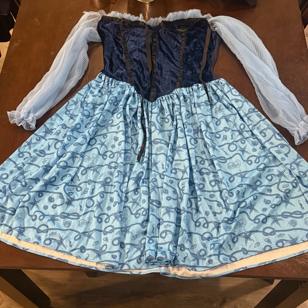 Little Mermaid Costume Blue Off-Shoulder Dress